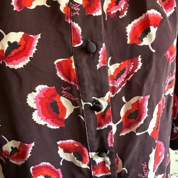 Milly of New York Silk Poppy Floral Print Top Blouse sz 4 - Picture 5 of 7